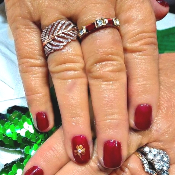 Natural Dark Garnet Thin Band Ring - Picture 10 of 16